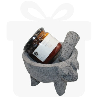 SALSA DE CHIPOTLE O SALSA MACHA MOLCAJETE DE PIEDRA COCHINO